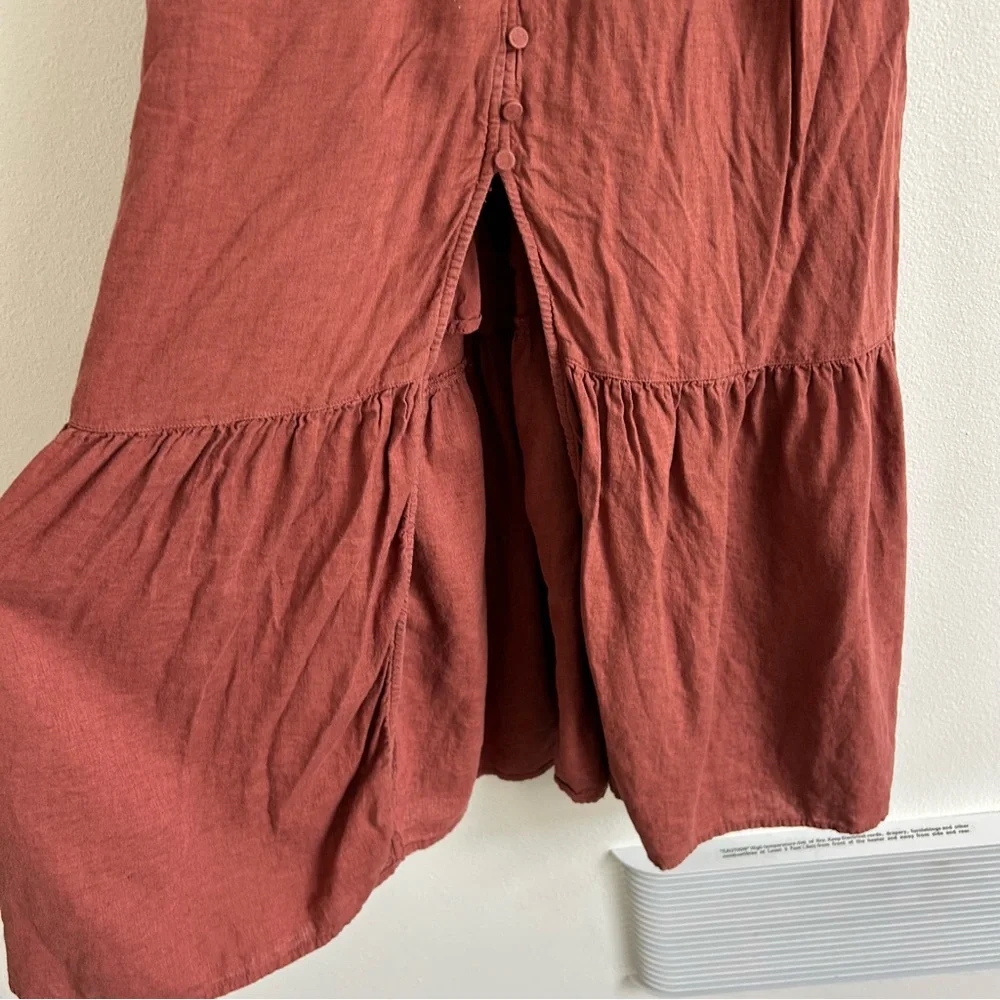 Abercrombie & Fitch Terracotta Button Through Linen Blend Maxi Dress - SP